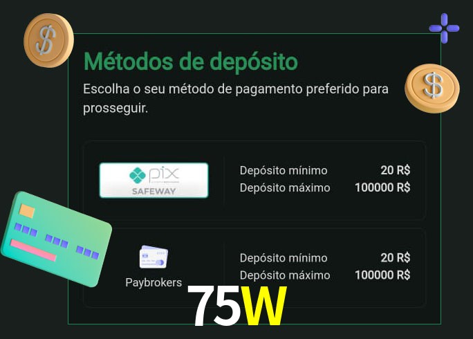 O cassino 75W oferece uma grande variedade de métodos de pagamento